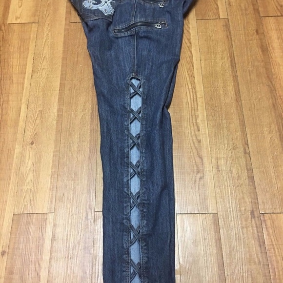 DEREON OPEN LEG SKINNY JEANS ZIP & BUTTON CLOSURE - Picture 2 of 8